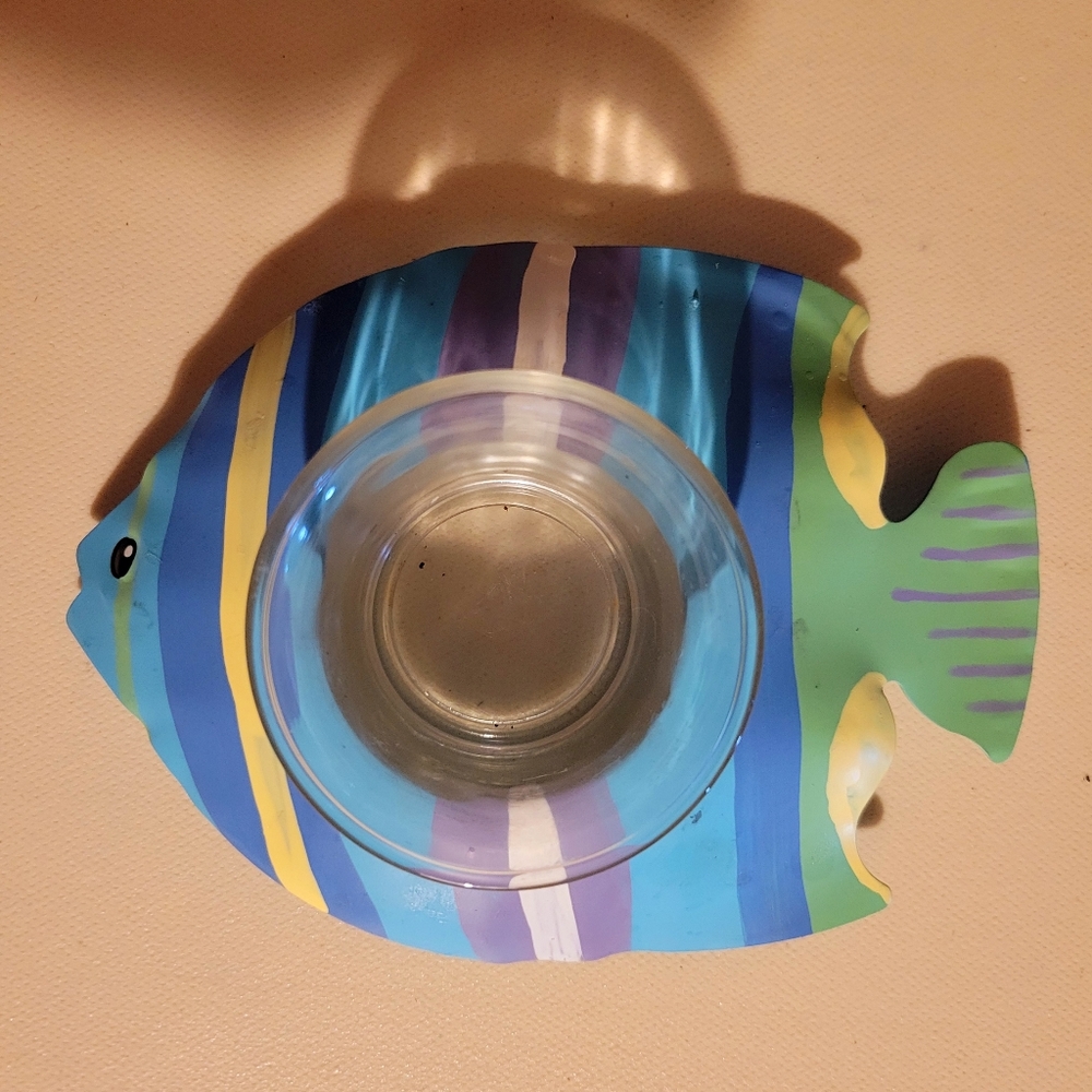 Tropical Fish Votive Candle Holder 6 1/2 x 5